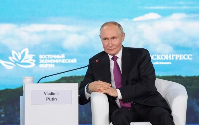 Putin at the Eastern Economic Forum in Vladivostok, September 5, 2024. He again referenced the “nearly signed Istanbul agreements” as a supposed basis for renewed talks. Source: Reuters news agency